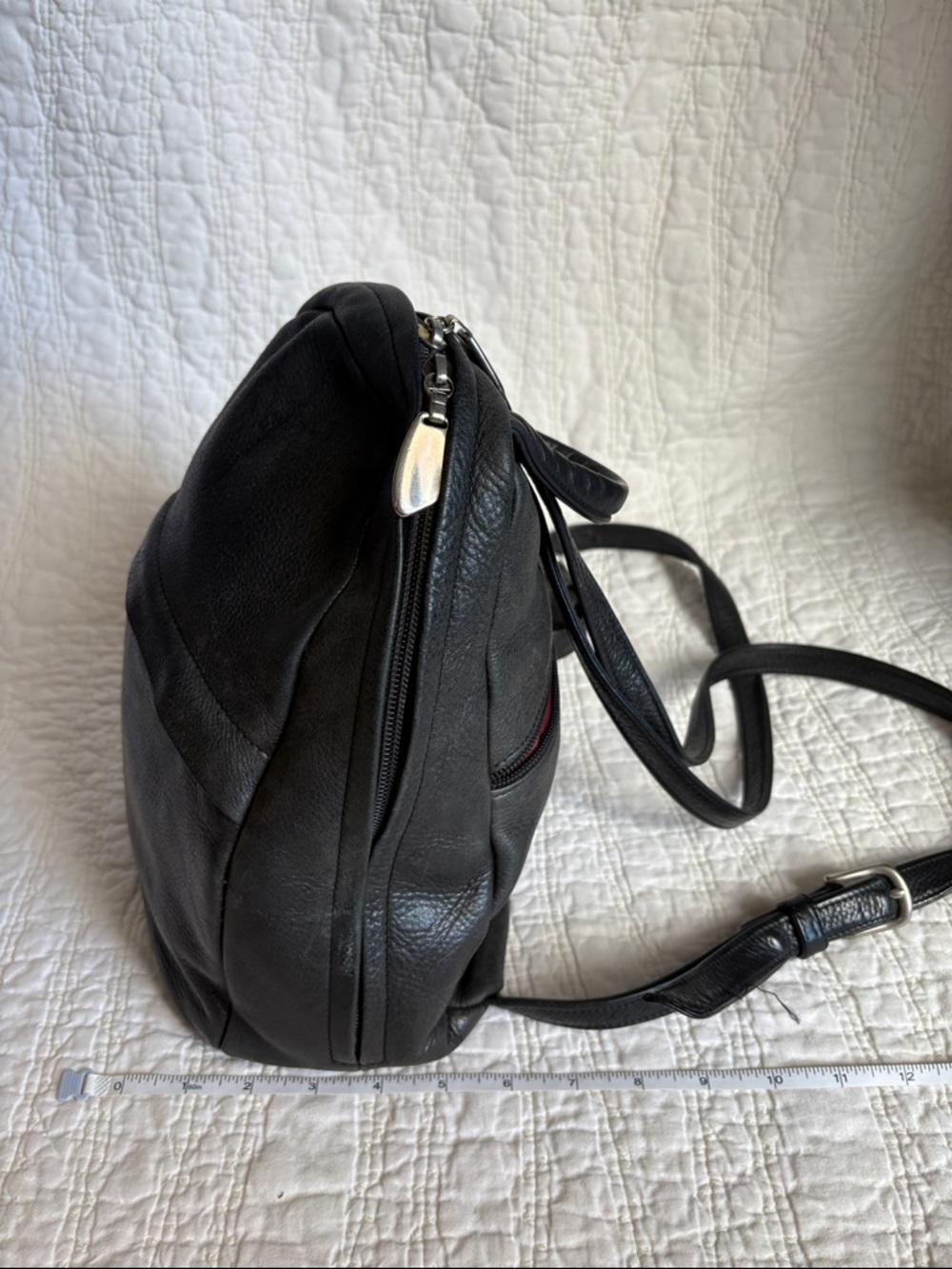 Everyday Black Leather Backpack - Sleek City Pack - Picture 3 of 15